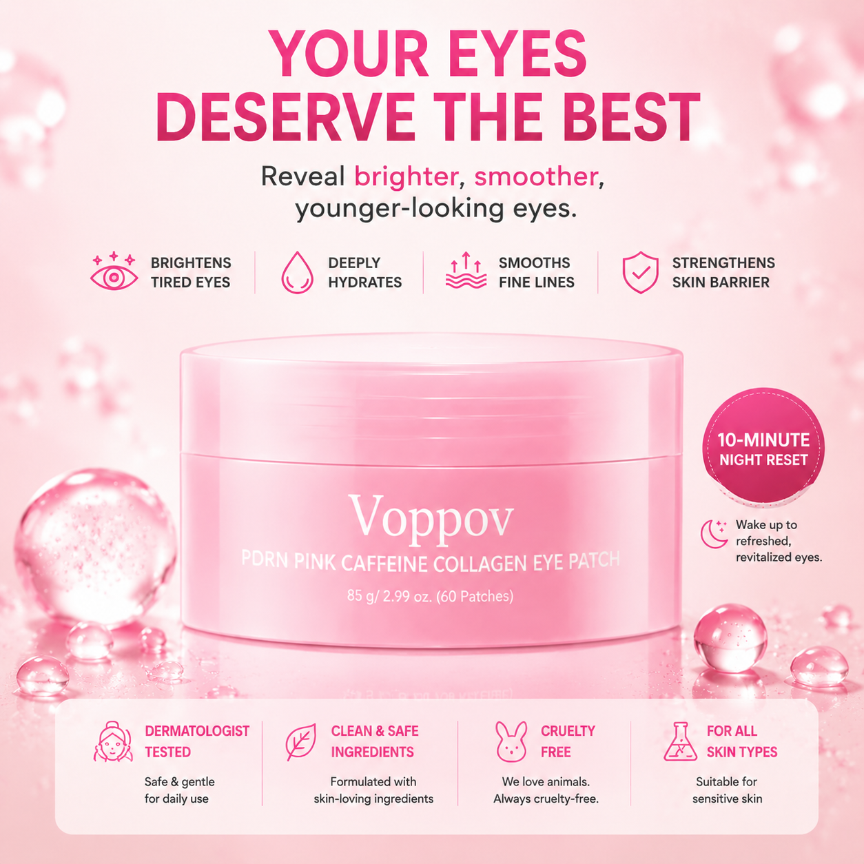 Zottoz PDRN Pink Caffeine Collagen Eye Patch – 10-Minute Eye Revival Treatment